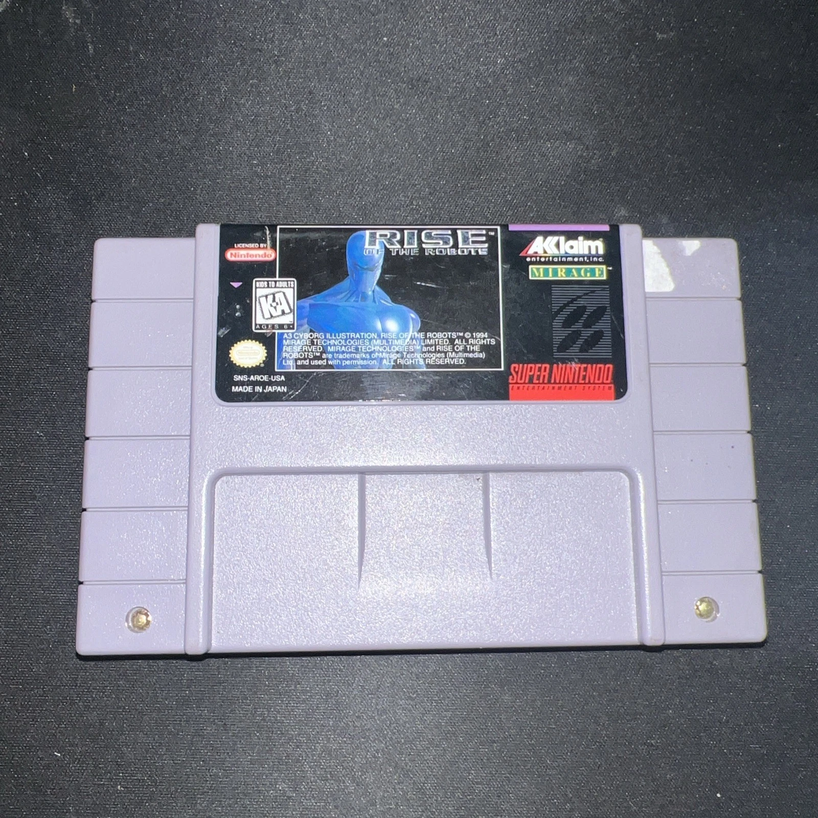 Rise of the Robots (Super Nintendo SNES, 1994) Authentic Game Cartridge TESTED